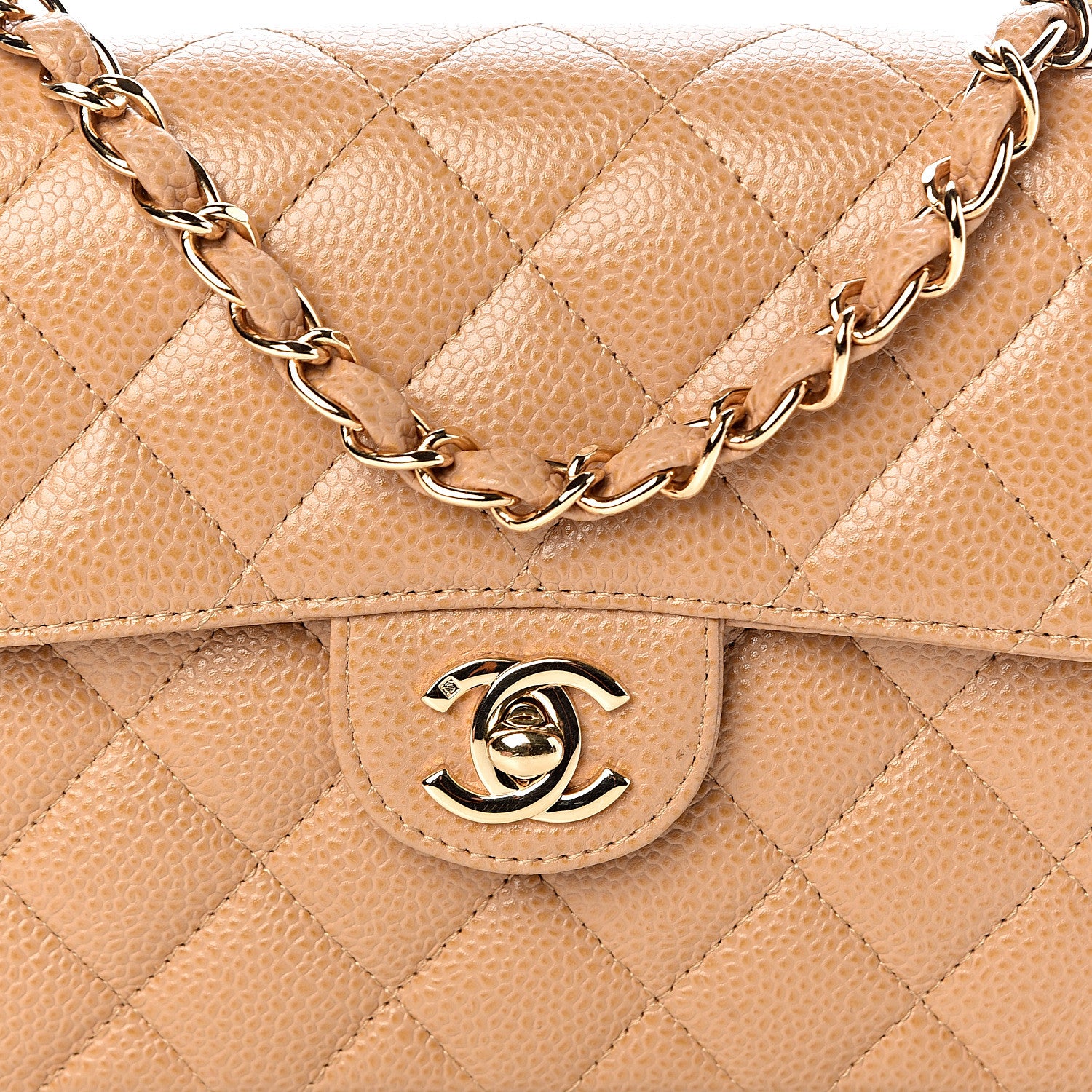 Chanel Caviar Quilted Mini Square Flap Beige 10 of 10