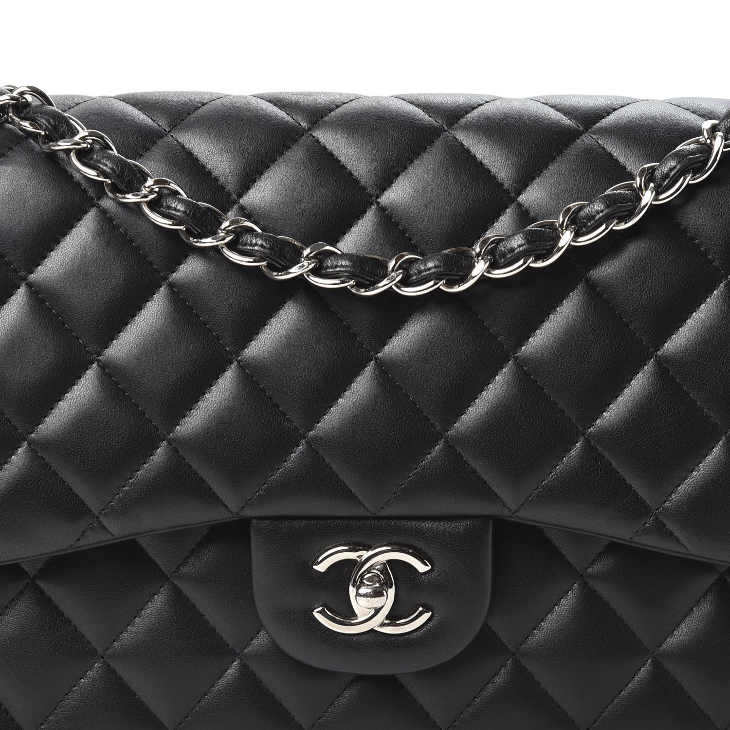 Chanel Lambskin Quilted Jumbo Double Flap Black 9 of 9