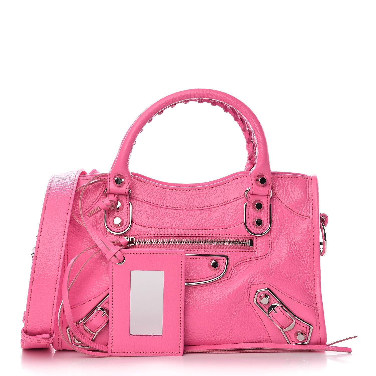 Balenciaga Shiny Goatskin Silver Metallic Edge Hardware Mini City Acid Pink 1 of 9