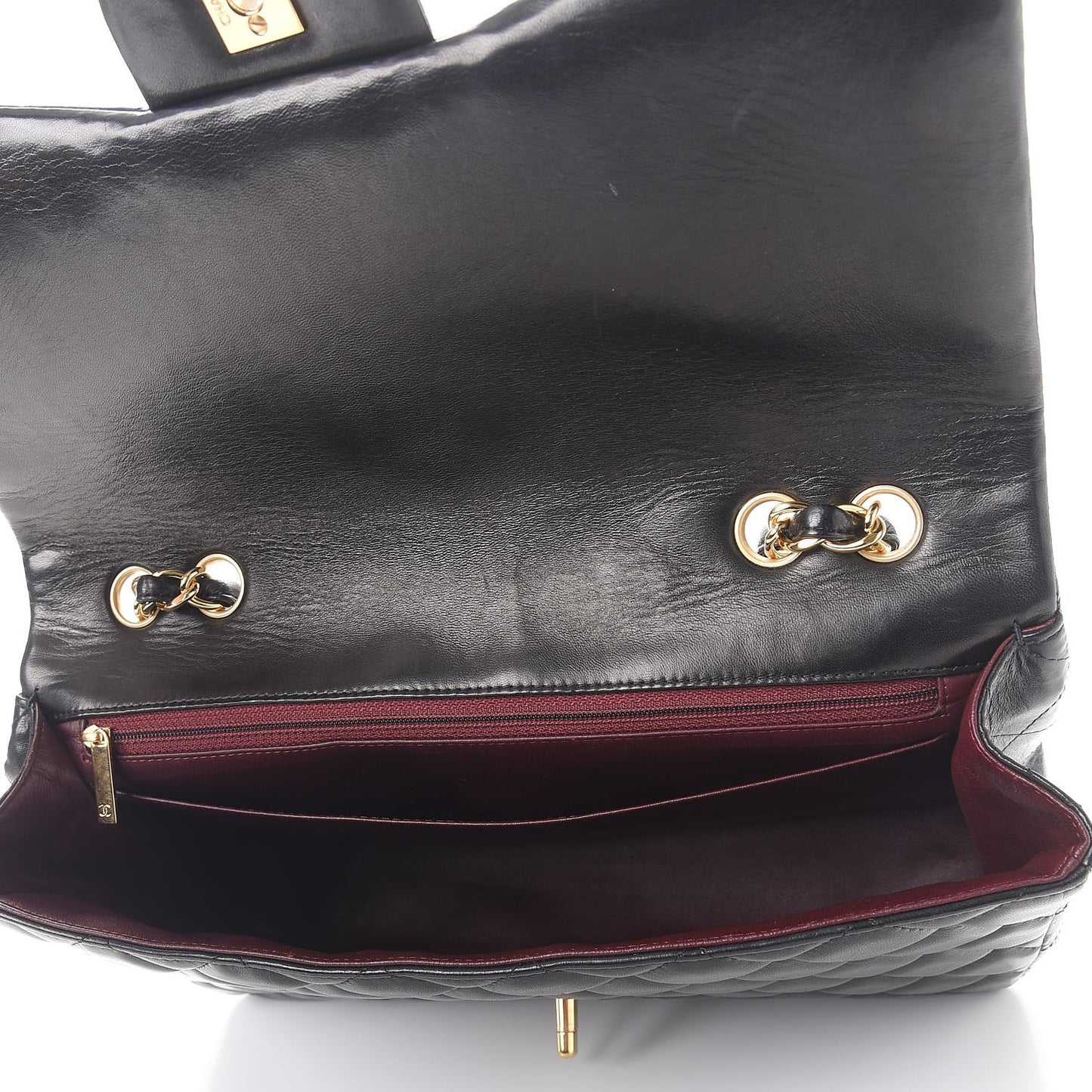 Lambskin Quilted Jumbo Single Flap Black