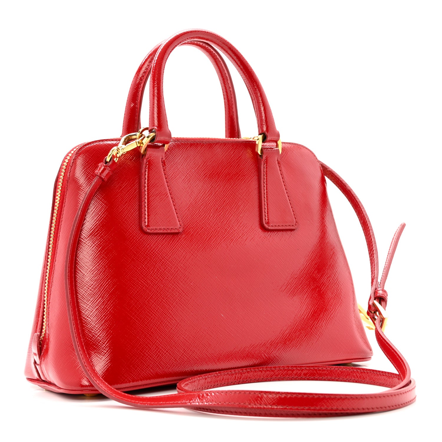 Prada Saffiano Vernice Small Promenade Tote Rosso 3 of 15