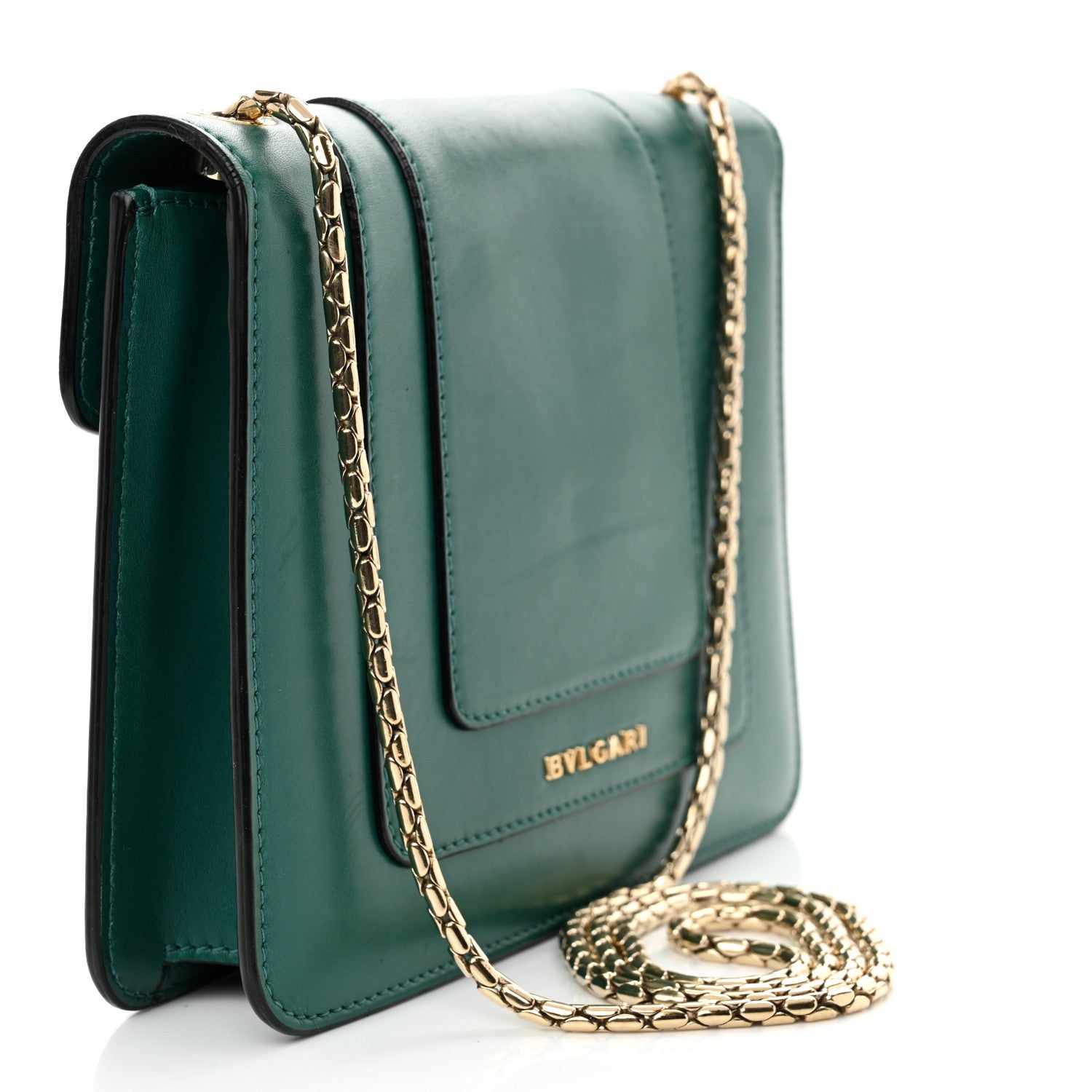 Bulgari Calfskin Small Serpenti Forever Snake Strap Crossbody Bag Emerald Green 4 of 12