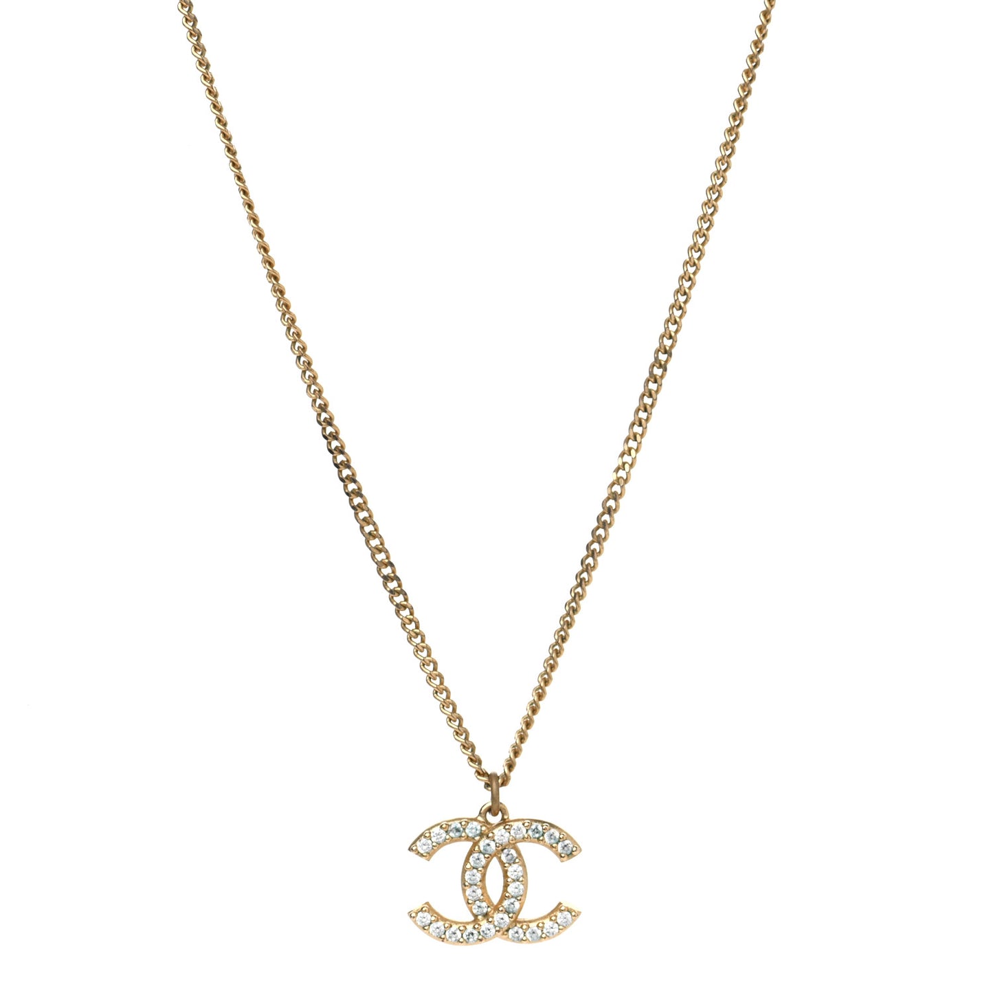 Crystal CC Pendant Necklace Gold