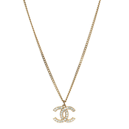 Chanel Crystal CC Pendant Necklace Gold 1 of 4