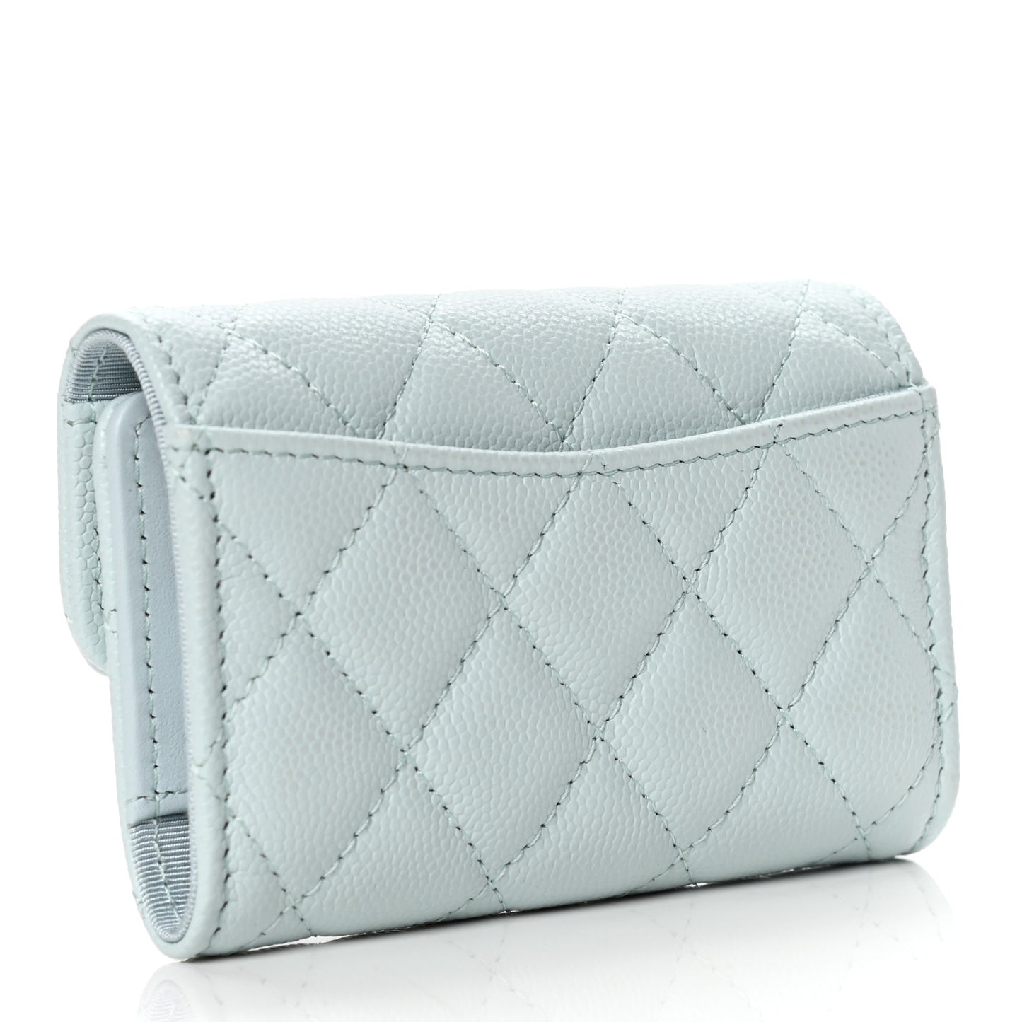 Caviar Quilted Classic 4 Key Holder Wallet Light Blue