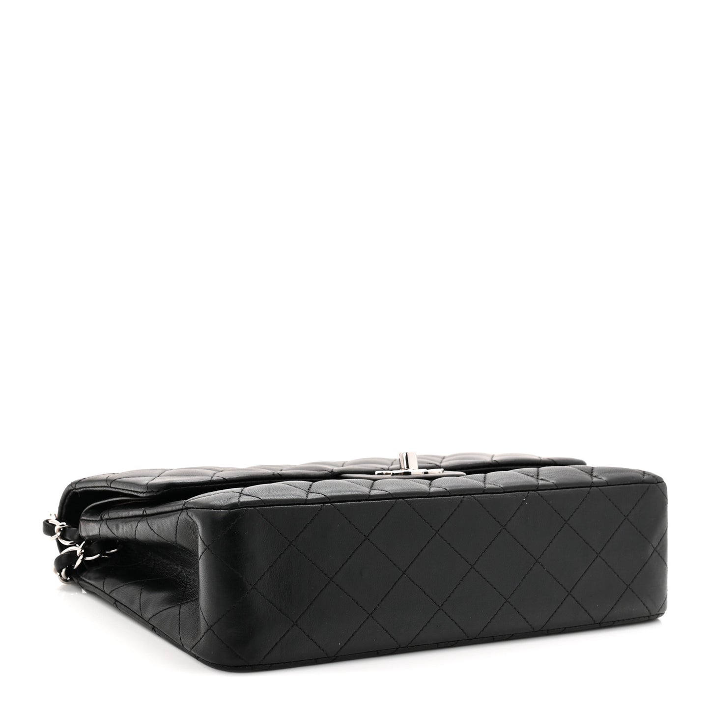 Lambskin Quilted Medium Double Flap Black