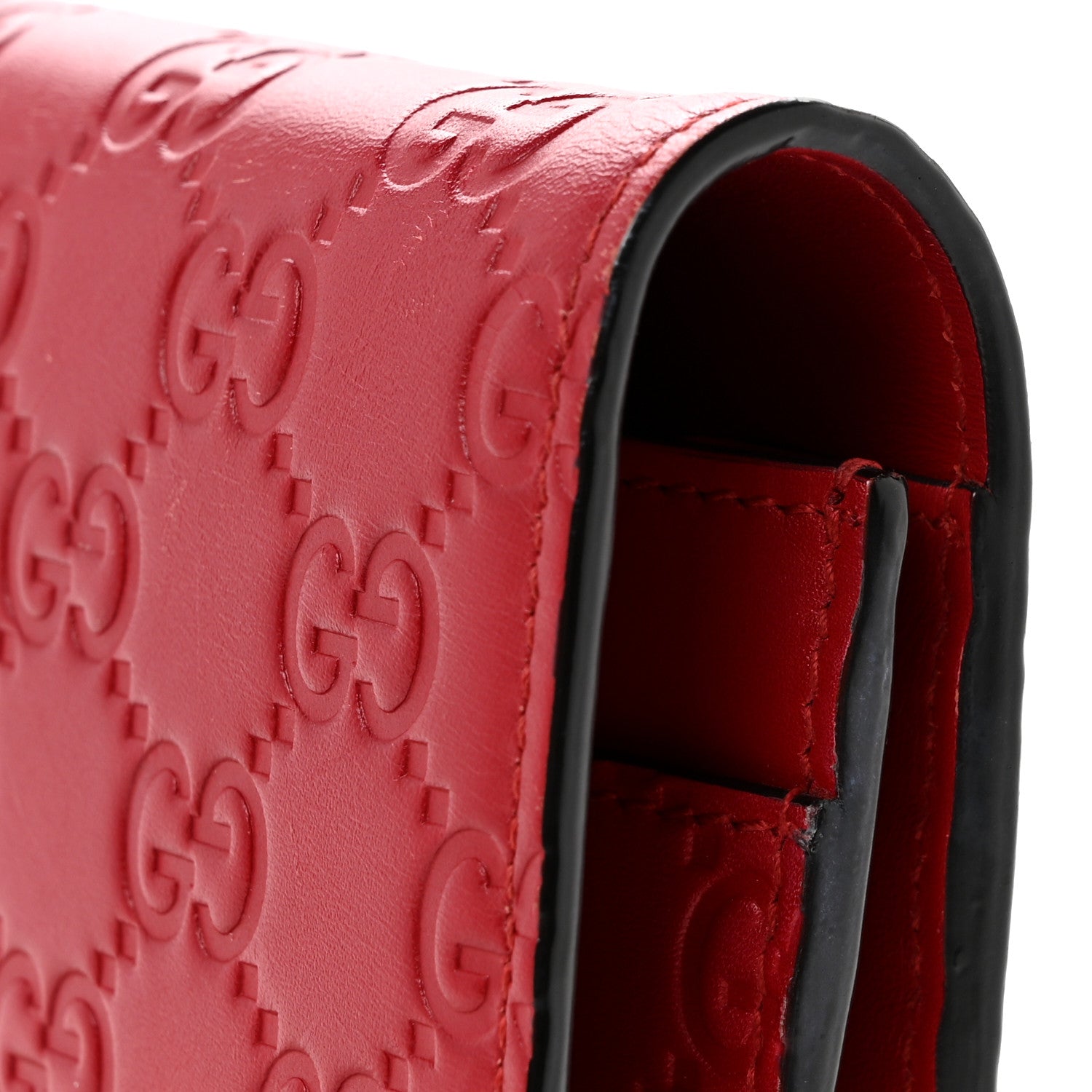 Gucci Guccissima Signature Bowy Chain Wallet Hibiscus Red 1921536
