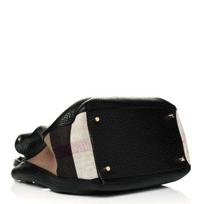 Burberry Grainy Calfskin House Check Small Maidstone Black 3 of 5