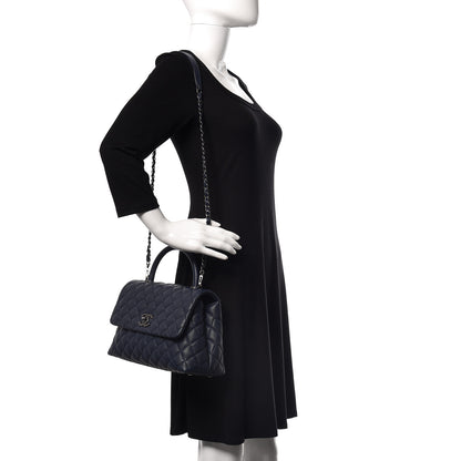 Chanel Caviar Quilted Small Coco Handle Flap Navy 2 of 9