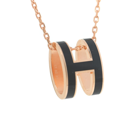 Hermes Lacquered Rose Gold Pop H Pendant Necklace Black 5 of 7