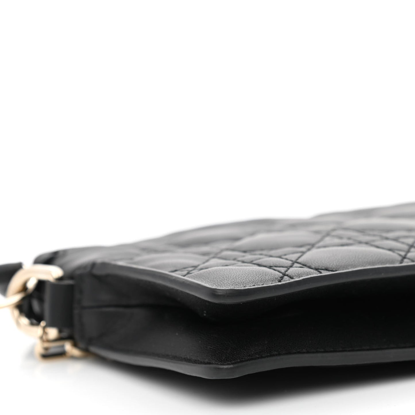 Lambskin Cannage Mini Top Handle Drawstring Bag Black