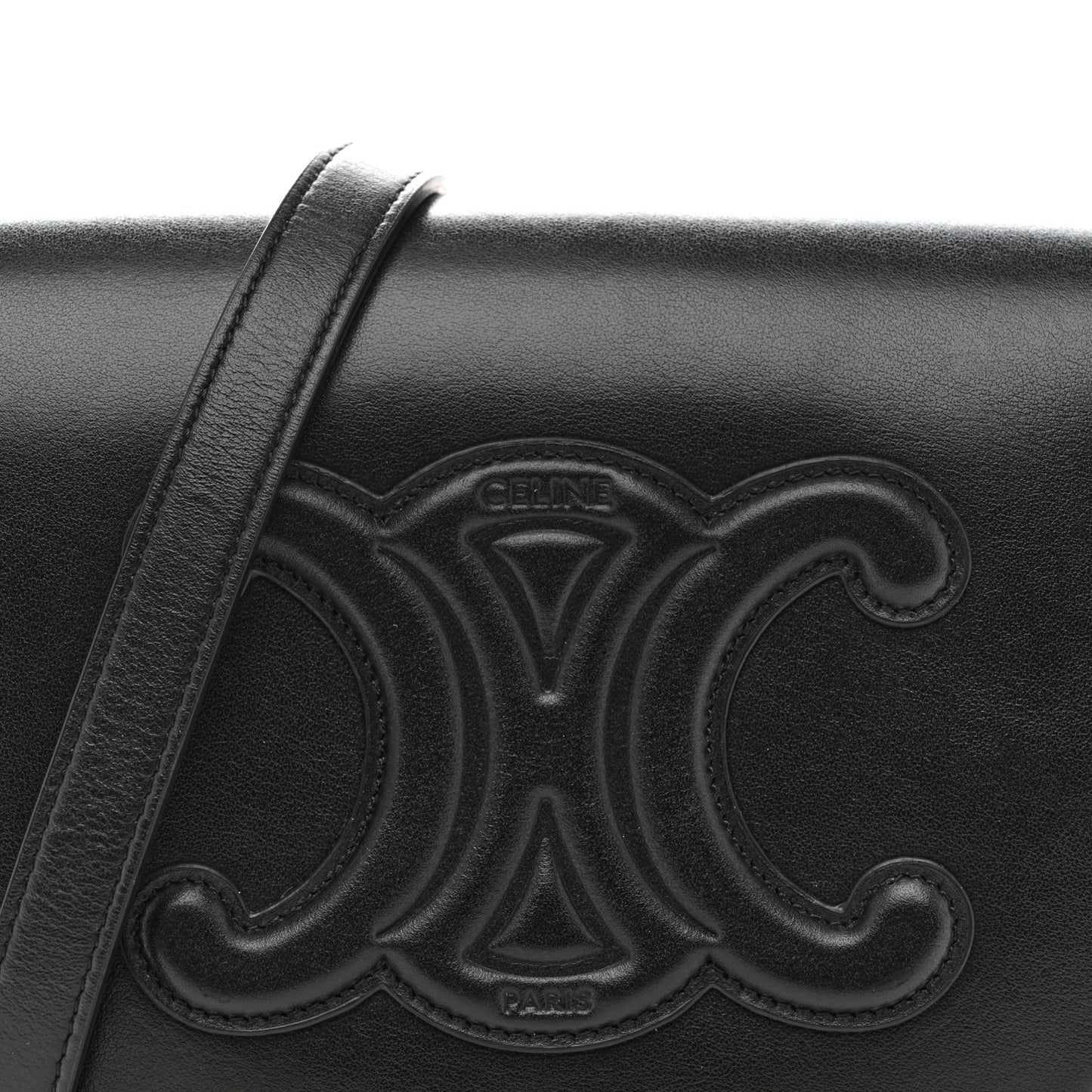 Smooth Calfskin Cuir Triomphe Folco Crossbody Bag Black