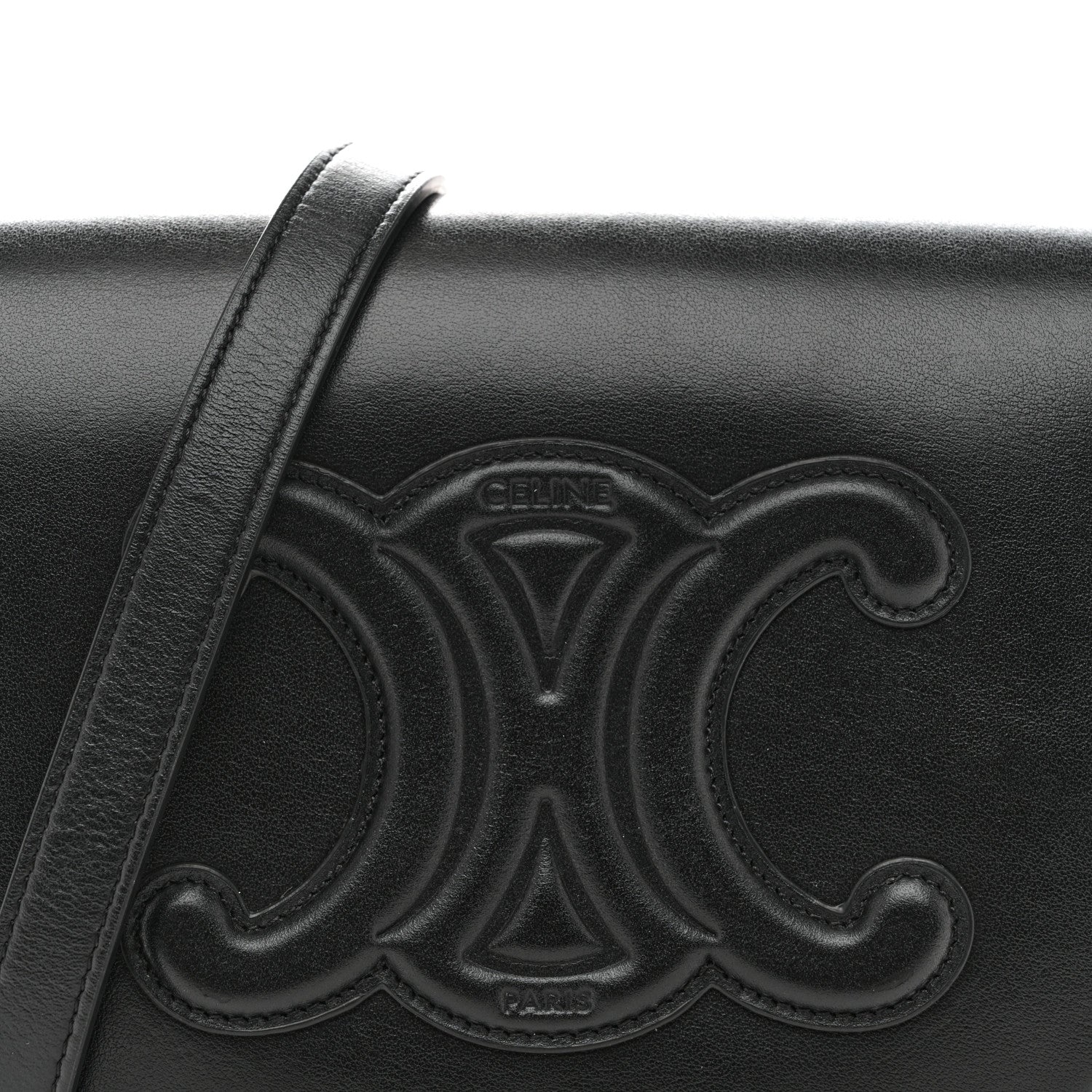 Celine Smooth Calfskin Cuir Triomphe Folco Crossbody Bag Black 9 of 14