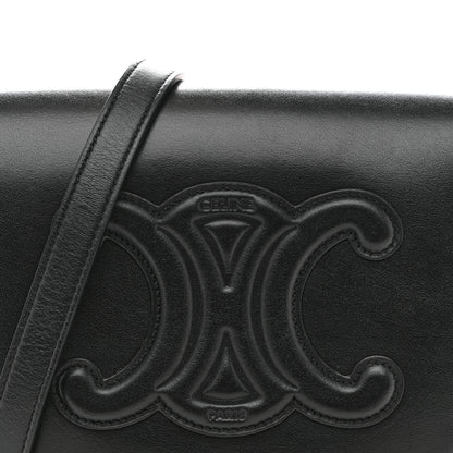 Celine Smooth Calfskin Cuir Triomphe Folco Crossbody Bag Black 9 of 14