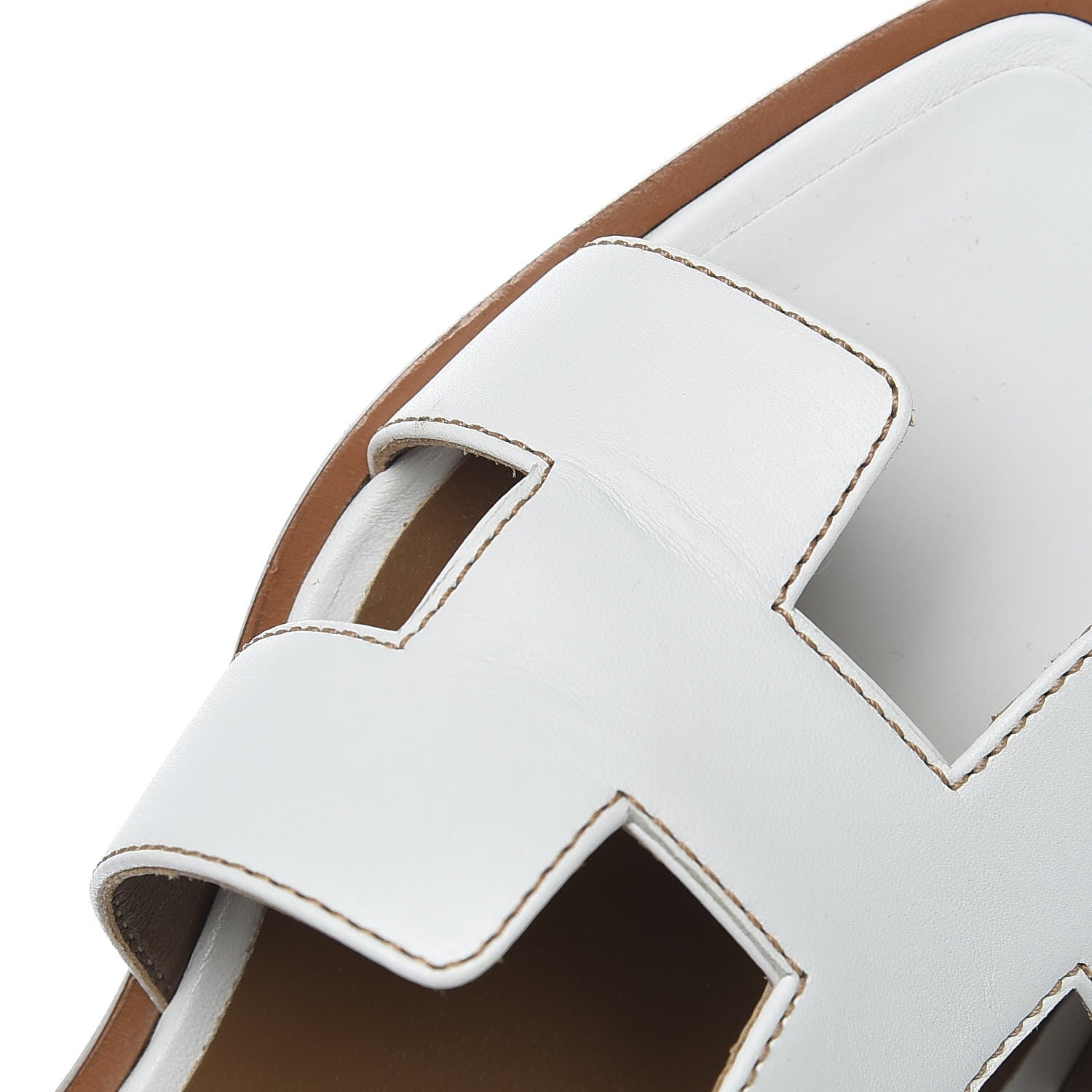 Hermes Box Calfskin Oran Sandals 34.5 White 11 of 12