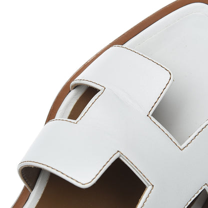 Hermes Box Calfskin Oran Sandals 34.5 White 11 of 12