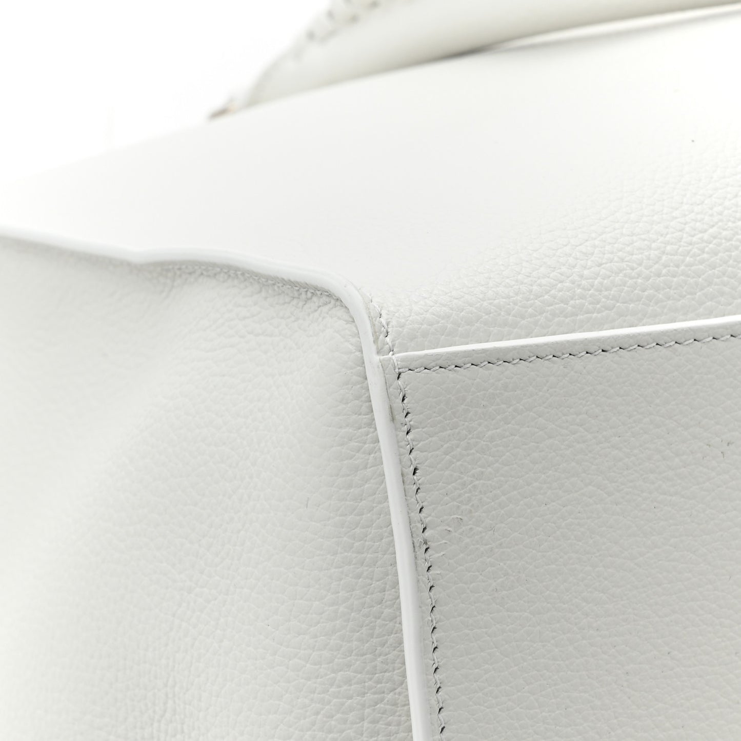 Grained Calfskin Neo Classic Silver Hardware Large Top Handle Bag White