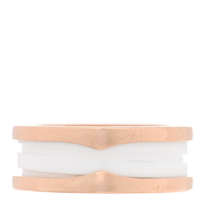 Bulgari 18K Rose Gold White Ceramic B.Zero1 Two-Band Ring 55 7.25 3 of 4