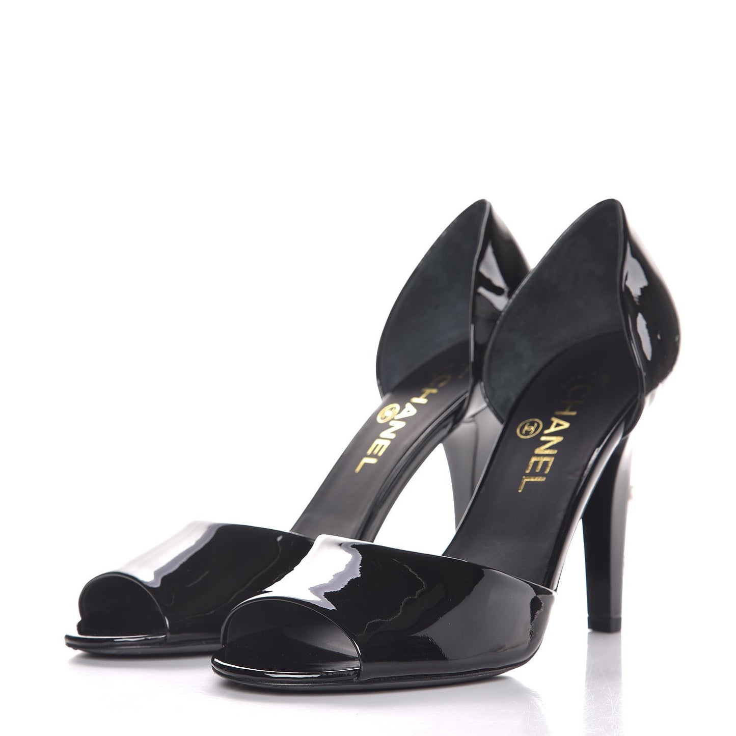 Patent Pearl Peep Toe d'Orsay Pumps 39 Black