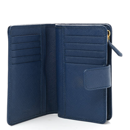 Prada Saffiano Metal Compact Wallet Cobalto 5 of 8