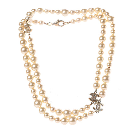 Chanel Pearl Crystal CC Long Necklace Gold 3 of 5