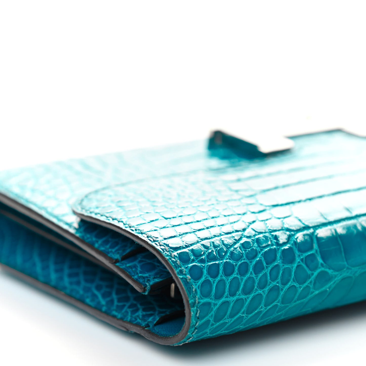 Shiny Alligator Constance Wallet Bleu Izmir