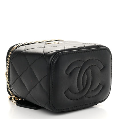 Chanel Lambskin Quilted Top Handle Mini Vanity Case With Chain Black 4 of 10