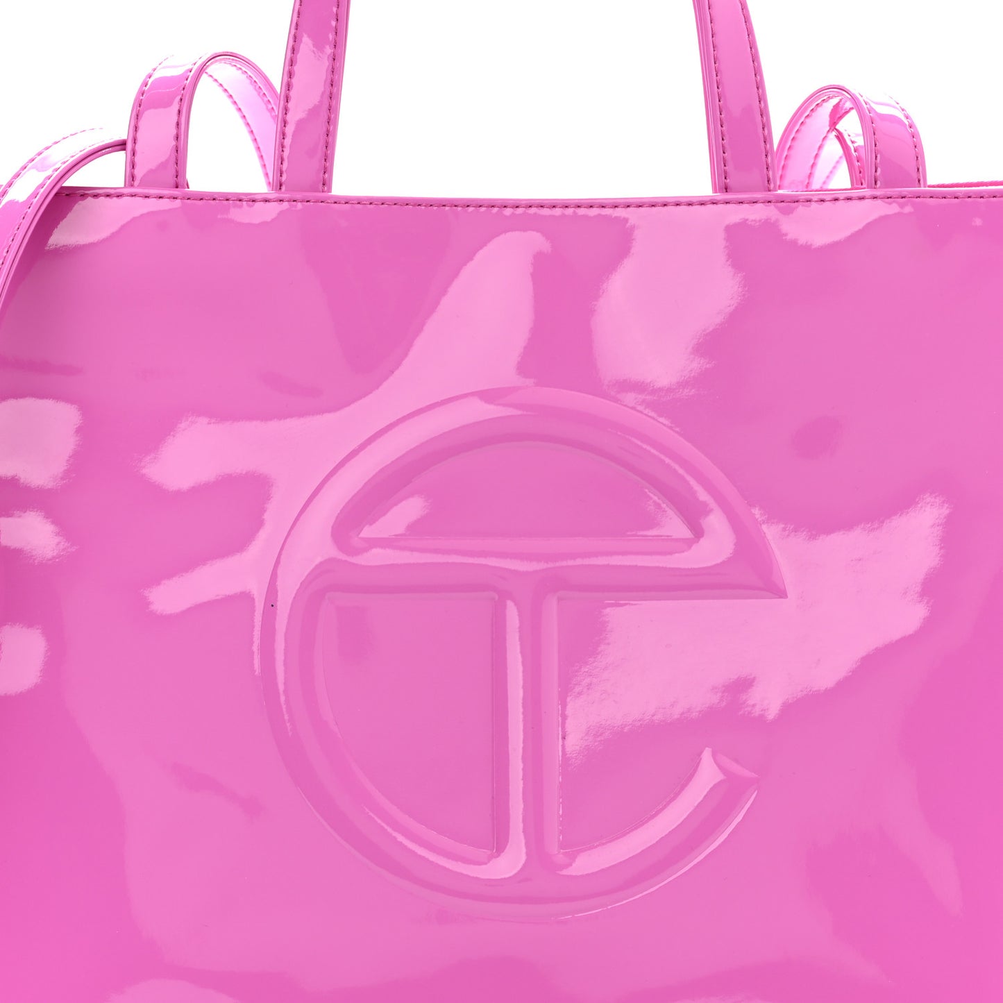 Patent Vegan Leather Medium Shopping Bag Pink
