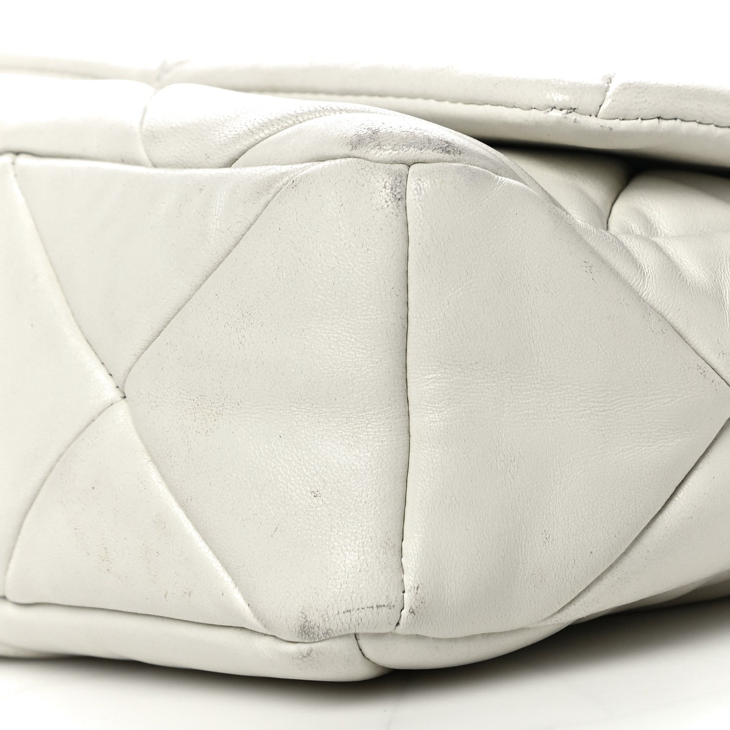 Nappa Re-Nylon Triangle Quilted Patchwork System Flap Shoulder Bag White