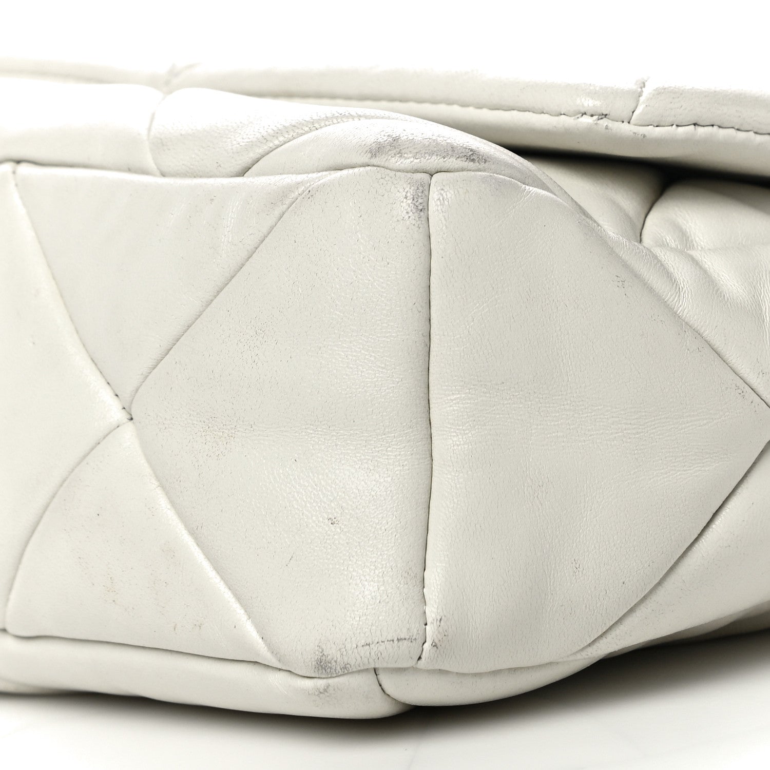 Prada Nappa Re-Nylon Triangle Quilted Patchwork System Flap Shoulder Bag White 12 of 14