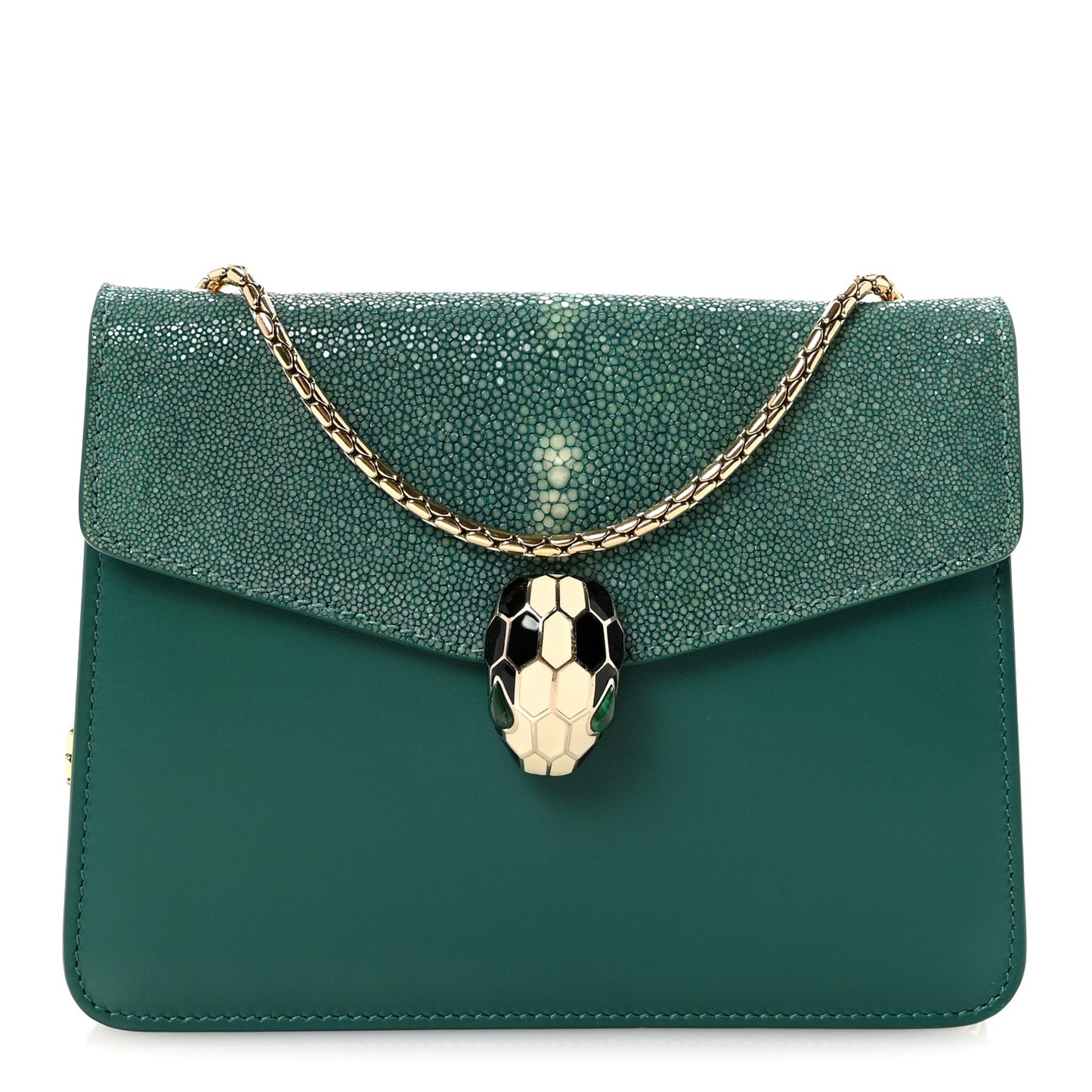 Galuchat Calfskin Serpenti Forever Crossbody Bag Green