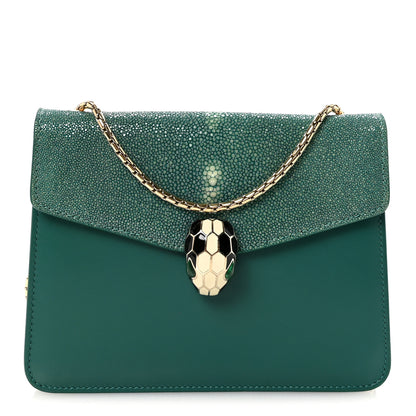 Bulgari Galuchat Calfskin Serpenti Forever Crossbody Bag Green 1 of 13