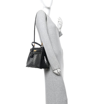 Hermes Shiny Alligator Kelly Sellier 32 Black 4 of 34