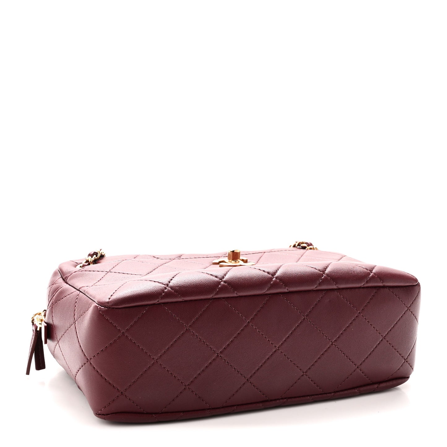 Lambskin Quilted CC Camera Case Burgundy