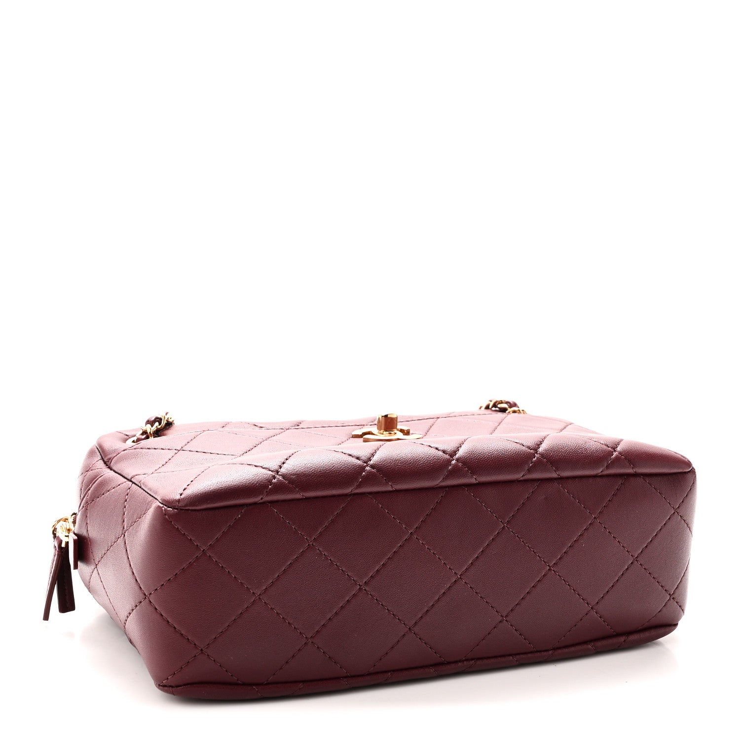 Chanel Lambskin Quilted CC Camera Case Burgundy 4 of 10