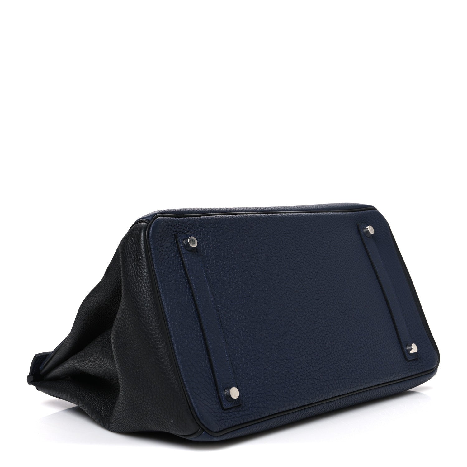 Hermes Togo Bi-Color Horseshoe Birkin 35 Bleu Nuit Black 4 of 10