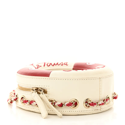 Chanel Lambskin Coco Lifesaver Round Bag Red White 4 of 17