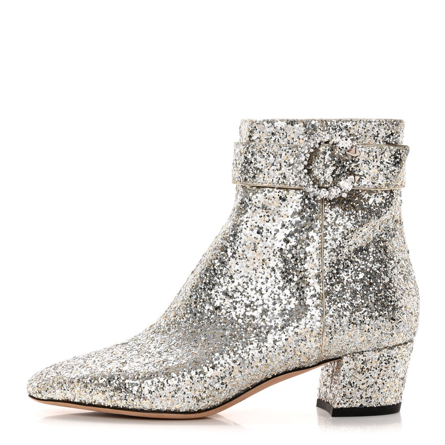 Dazzling Coarse Glitter Fabric Crystal Myan 45 Boots 37 Platinum