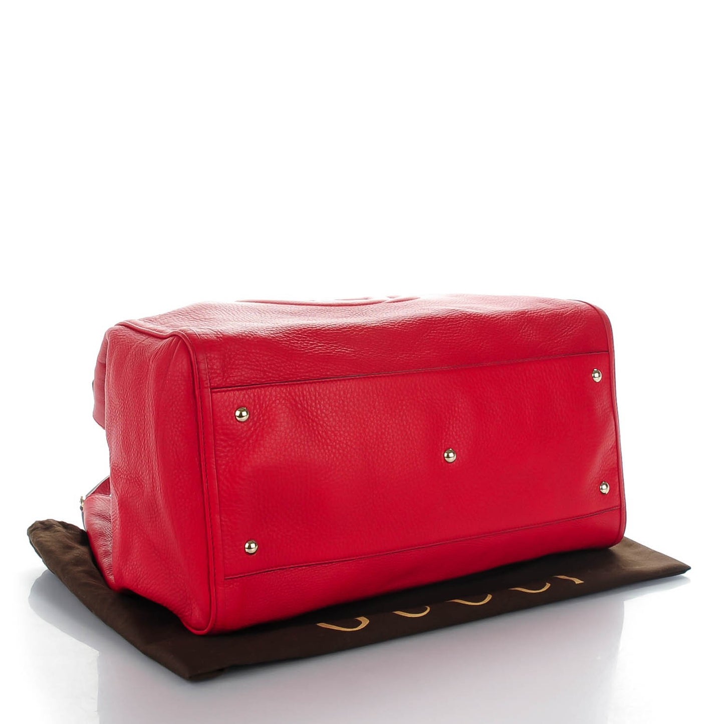 Pebbled Calfskin Large Soho Shoulder Bag Red