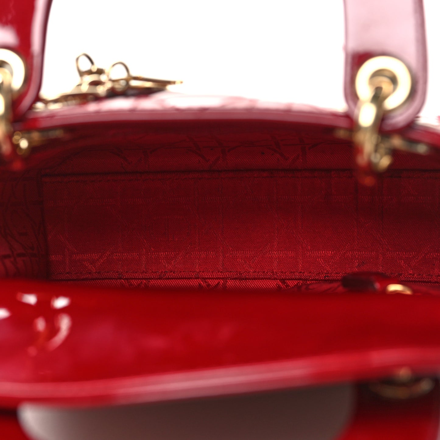 Patent Cannage Mini Lady Dior Red