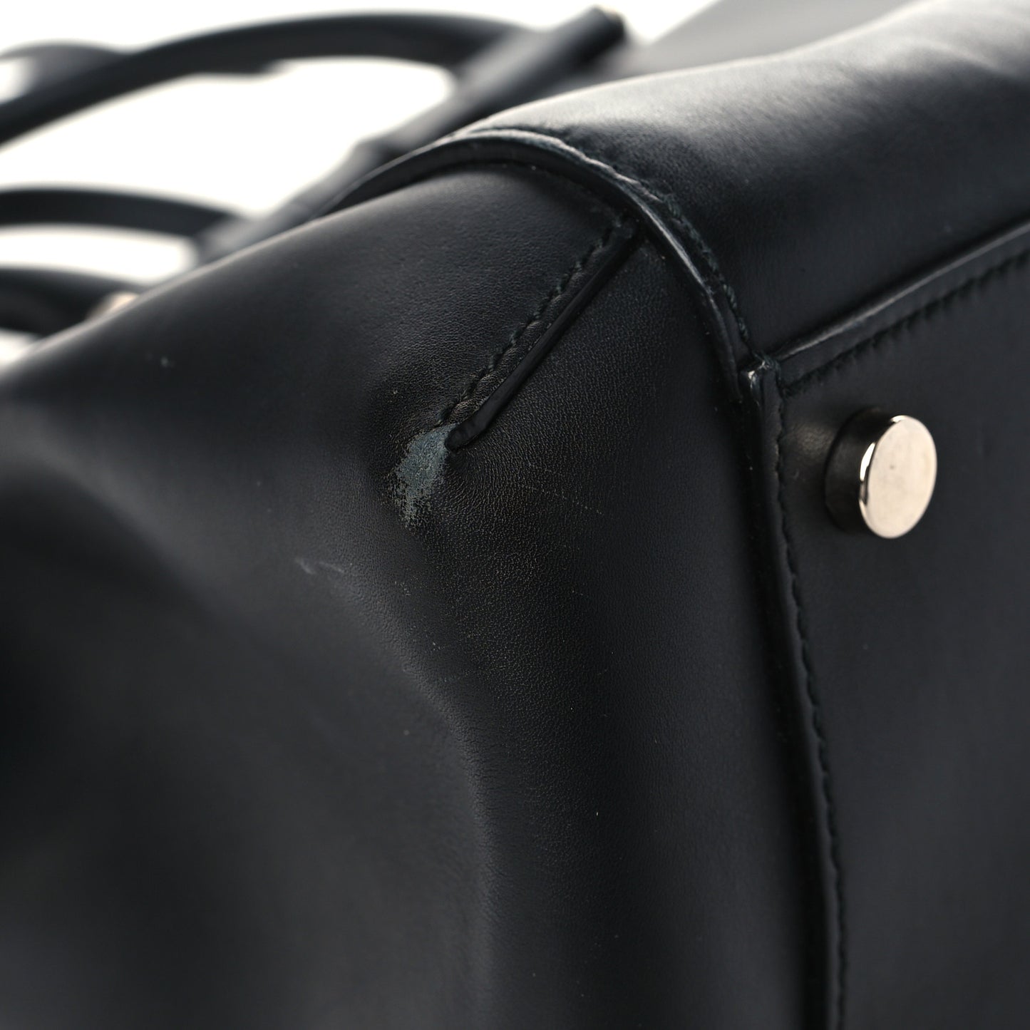 Calfskin Lady Bamboo Top Handle Bag Black