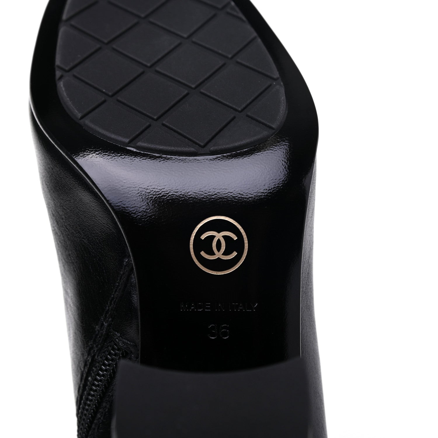 Chanel Crumpled Calfskin Cap Toe Chain Short Boots 36 Black 6 of 8