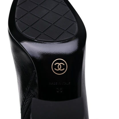Chanel Crumpled Calfskin Cap Toe Chain Short Boots 36 Black 6 of 8