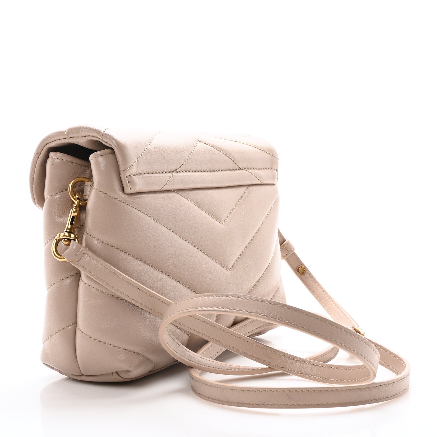 Saint Laurent Calfskin Y Quilted Monogram Toy Loulou Crossbody Bag Light Natural 3 of 10