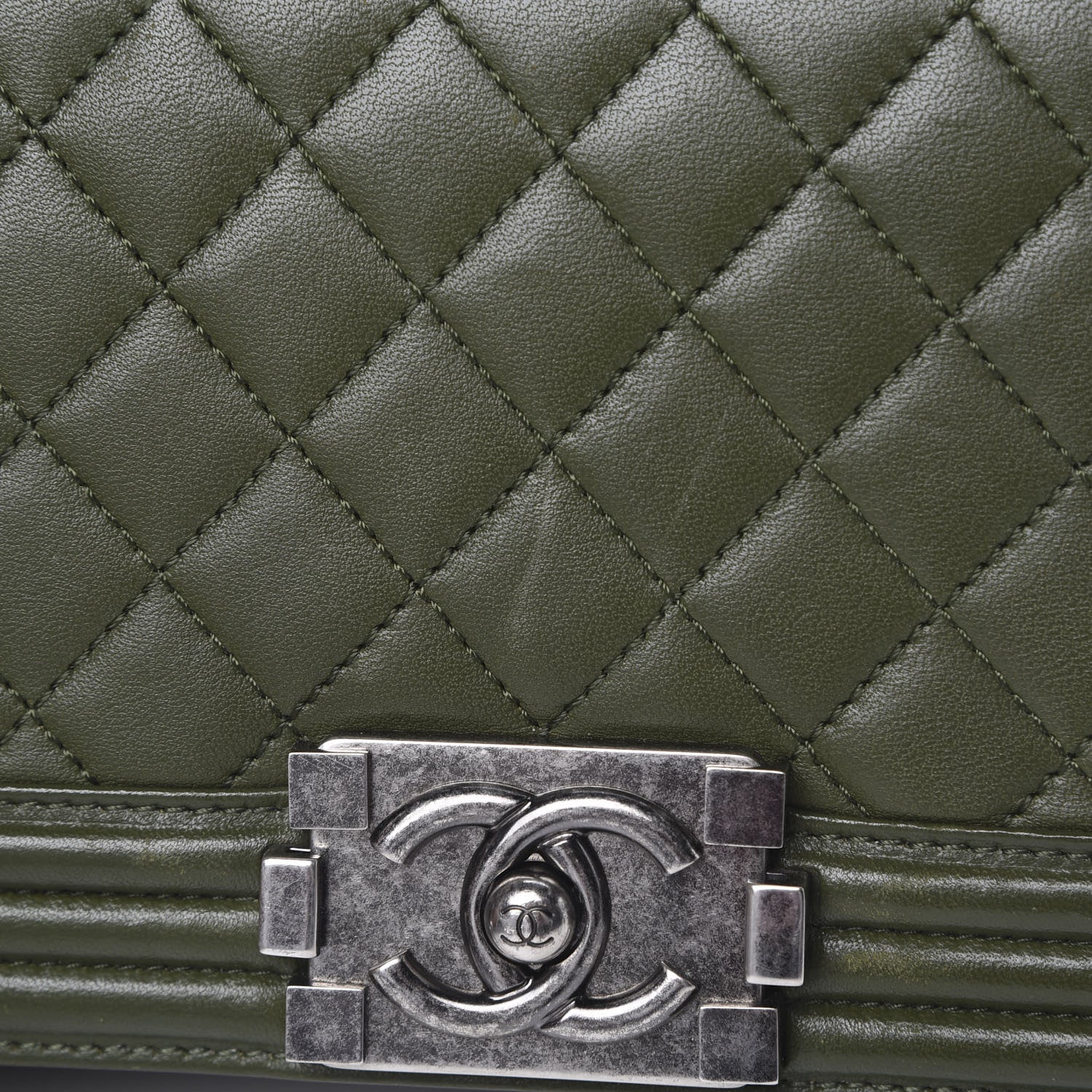Chanel Lambskin Quilted Medium Boy Flap Khaki 18 of 19