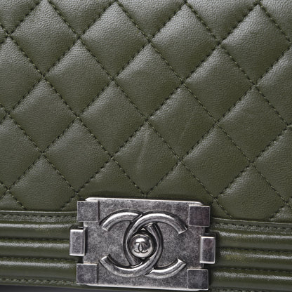 Chanel Lambskin Quilted Medium Boy Flap Khaki 18 of 19