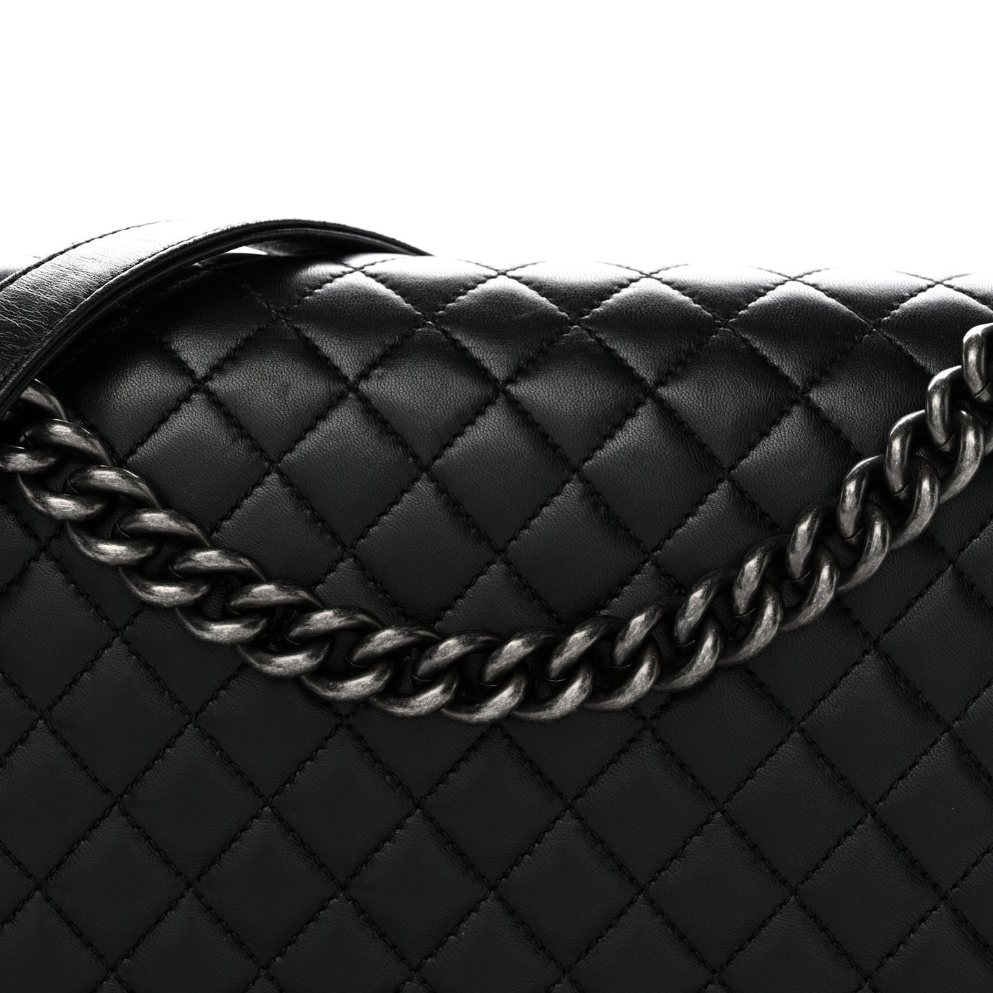 Lambskin Quilted New Medium Boy Flap Black