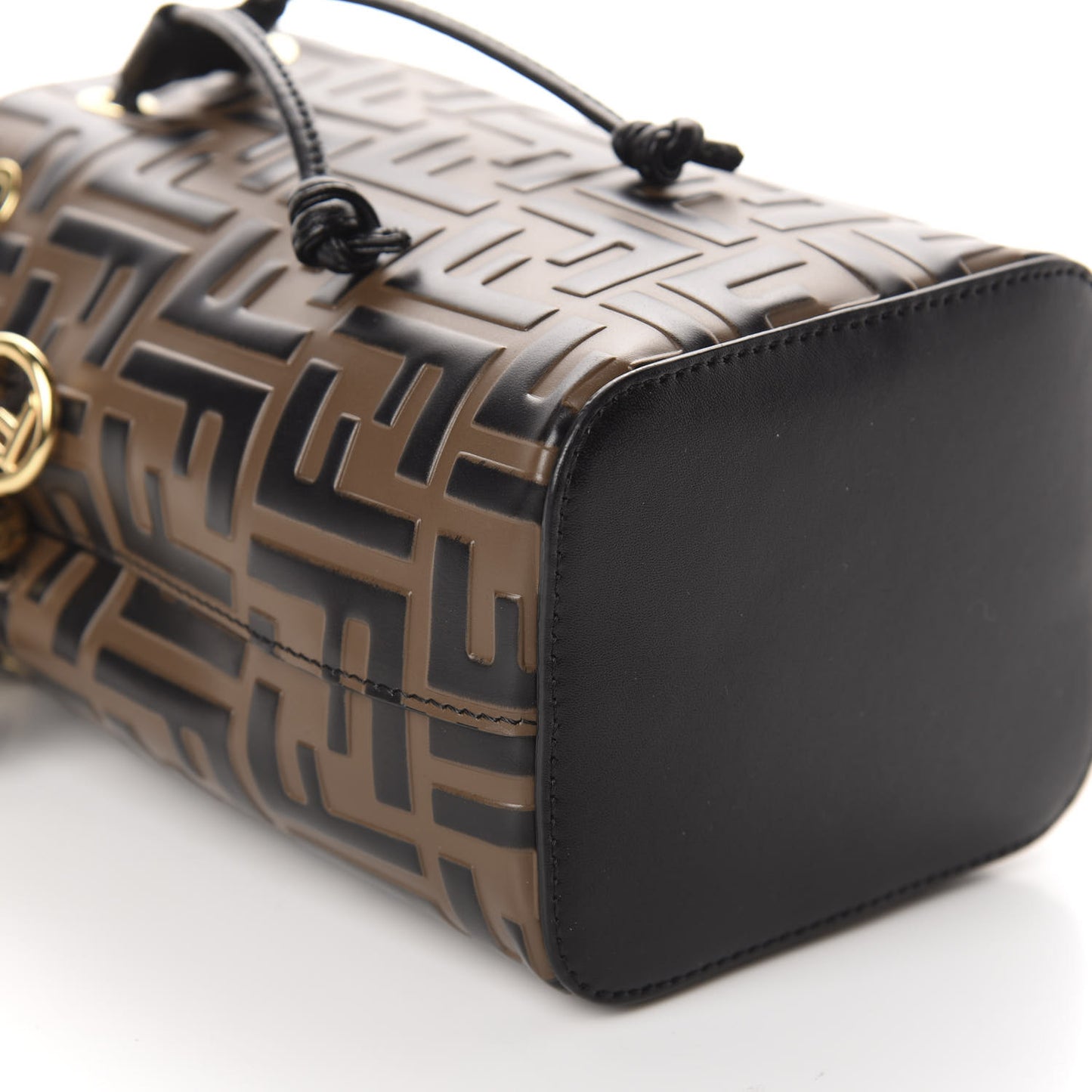 Vitello Liberty F is Fendi Bi-Color FF 1974 Embossed Mini Mon Tresor Bucket Bag Maya Black