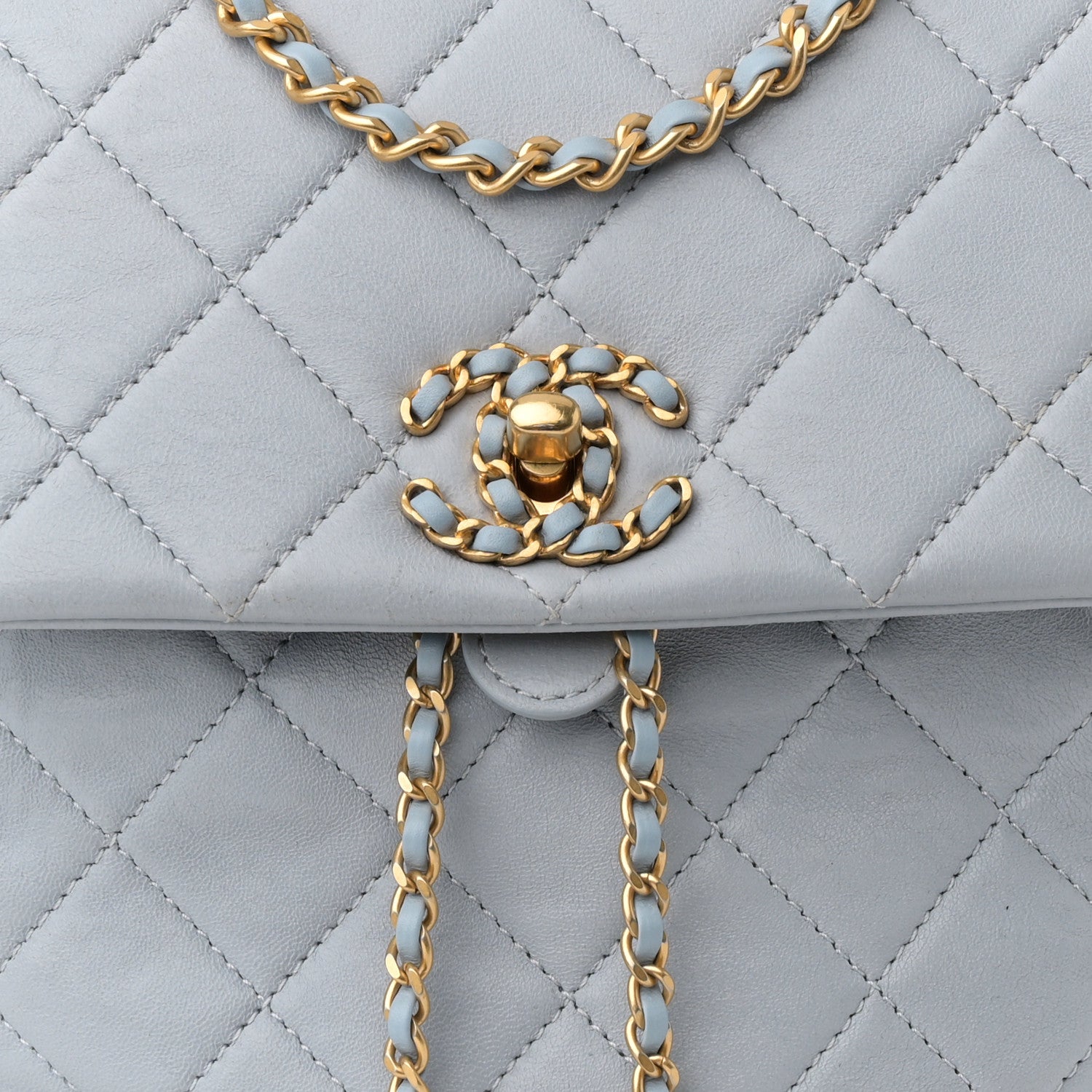 Chanel Lambskin Quilted Small Braided CC Backpack Light Blue 8 of 13