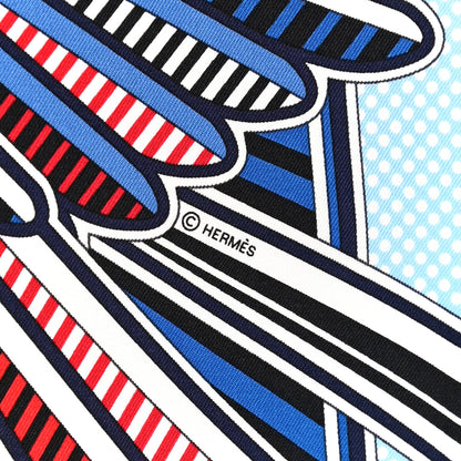 Hermes Silk Pegase Pop Pocket Square Ciel Rouge Bleu Moyen 5 of 7